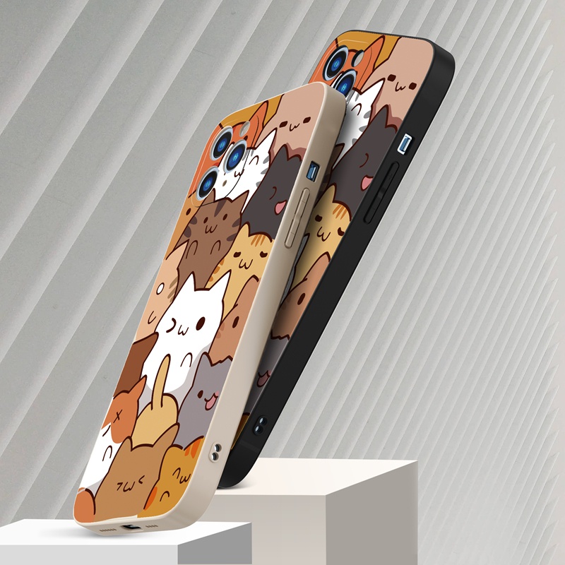 Ốp lưng iphone Ốp điện thoại SUNTAIHO silicon mềm hình mèo cho Iphone 13 12 11 Pro Max X XR Xs Max 7 8 Plus 12 mini 13 mini