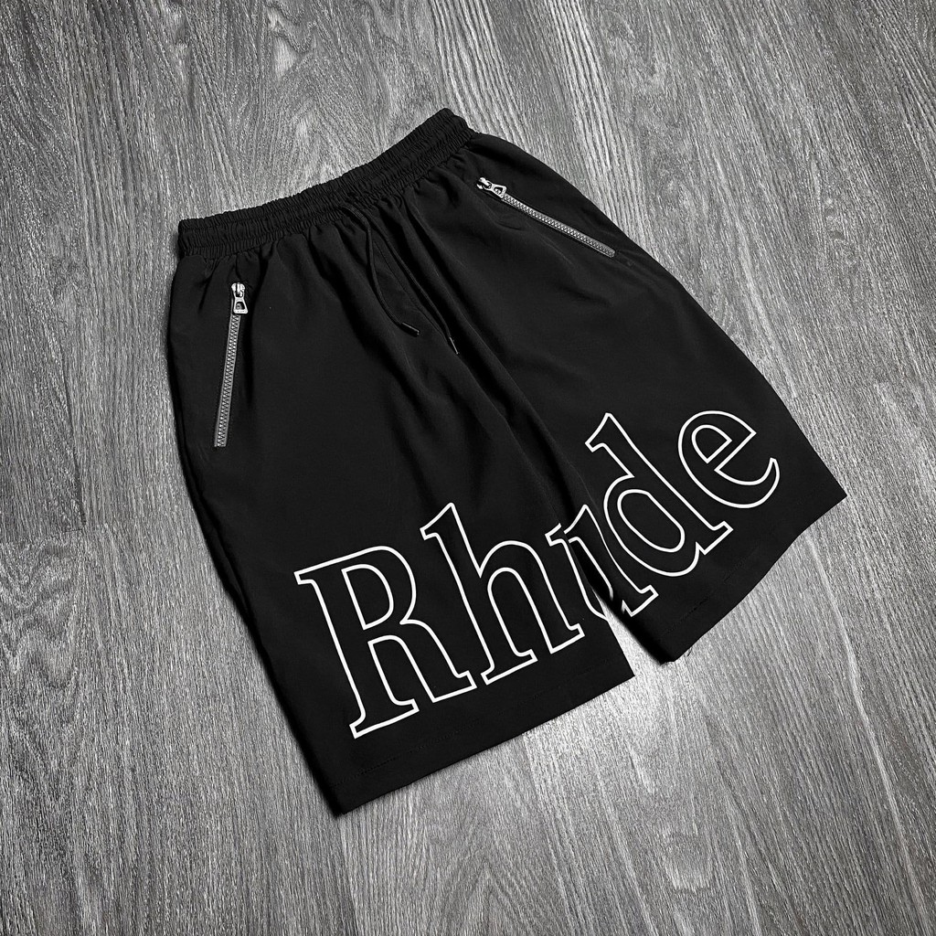 Quần short kiểu dáng thể thao hoạ tiết Rhude chất liệu poly thoáng máy