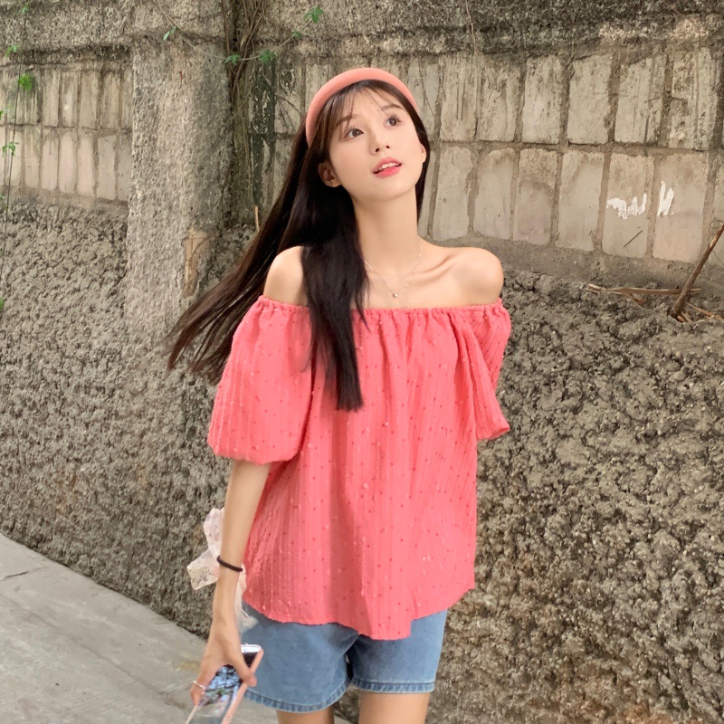 Áo Trễ Vai Tay Ngắn Dáng Rộng Thiết Kế Hợp Thời Trang