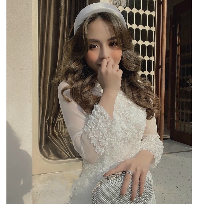 Áo Dài Cách Tân 4 Tà Thân Ren Tay Voan Bồng Xiêu Xinh Cho Các Nàng