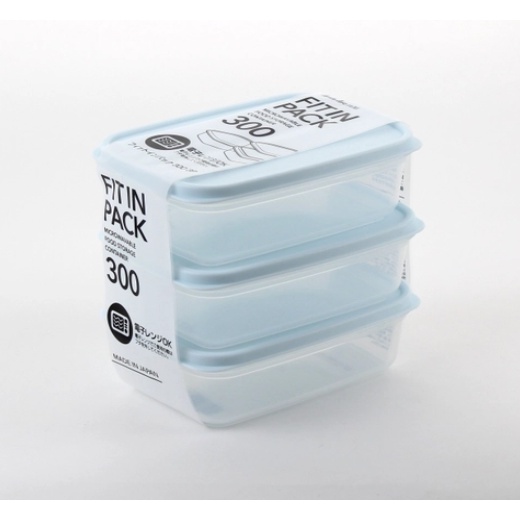 Set 3 Hộp đựng cơm văn phòng, hộp nhựa đựng thực phẩm thức ăn tủ lạnh, dùng lò vi sóng Fitin Pack 300ml nắp dẻo Nhật Bản