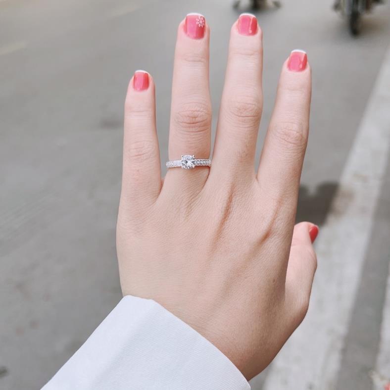 Nhẫn nữ đá chủ loại nhỏ xinh bạc ta đủ size_ Bạc Kim Hưng
