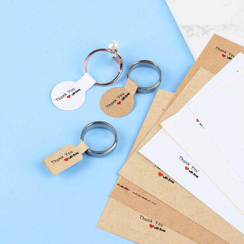 Set 100 Thẻ Ghi Tên Màu Trắng / Nâu In Chữ Thank You Dùng Để Trưng Bày Nhẫn / Vòng cổ