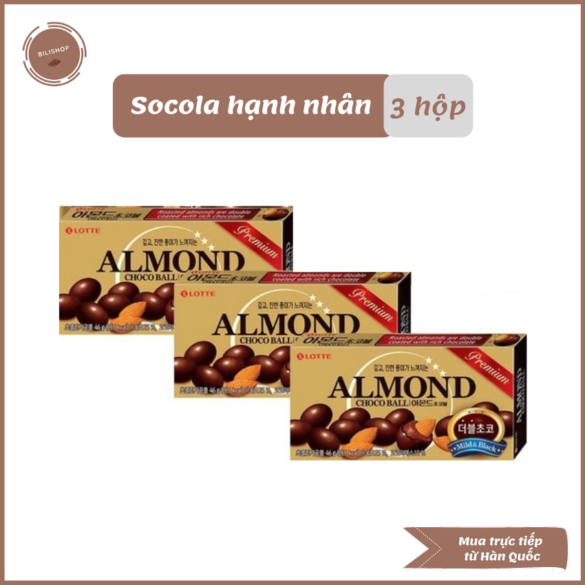 Socola hạnh nhân Hàn Quốc hộp 12 viên 46 gram - Combo 3 hộp