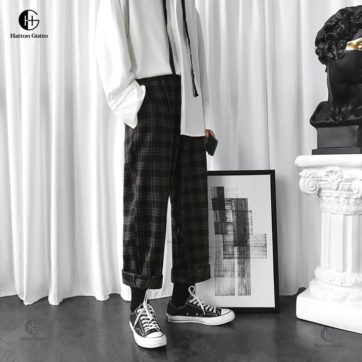 Hatton Gutto Quần Dài Nam Ca Rô Ca Rô Seluar Lelaki