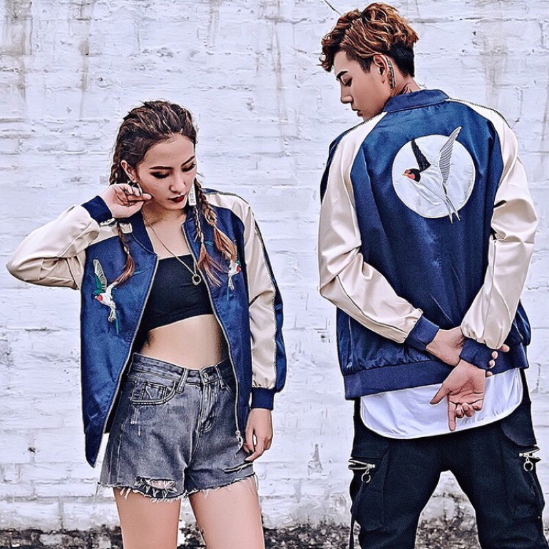 [Có sẵn] Áo Khoác Bomber Thêu Hạc Ulzzang | BigBuy360 - bigbuy360.vn