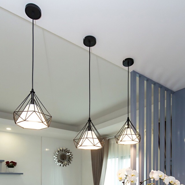 Combo 3 đèn thả kim cương kèm bóng edison