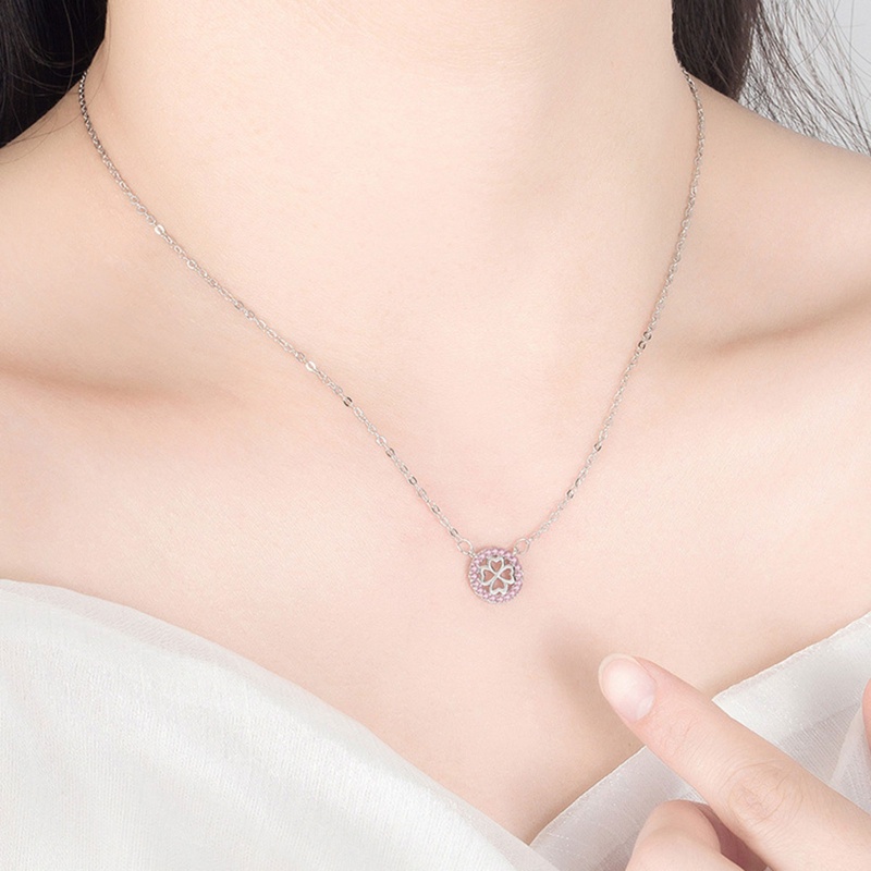 Mặt Dây Chuyền Hình Hoa Đính Đá Zircon Màu Trắng Hồng Chất Lượng Cao Thời Trang Cho Nữ