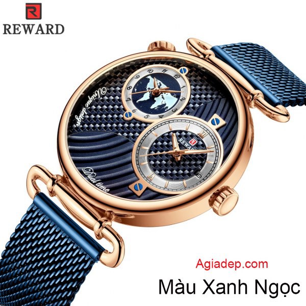 Đồng hồ nam Reward 2 Mặt kim, Công nghệ mới - Giúp so thời gian 2 nơi trên thế giới, Tiện lợi for men 62002M