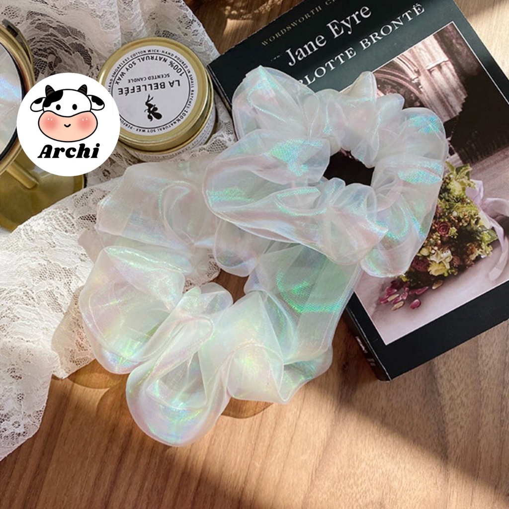 [Mã SKAMCLU7 giảm 10% tối đa 50K đơn 0Đ] Buộc tóc voan scrunchies mẫu lấp lánh