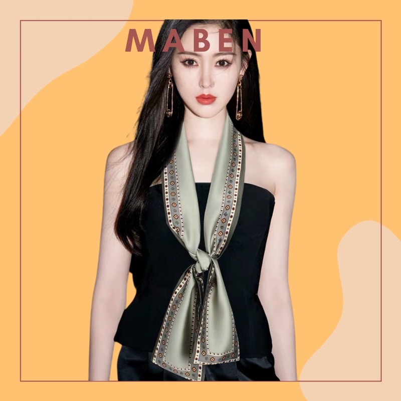 Khăn choàng cổ áo sơ mi - Khăn lụa satin thắt nơ - Maben