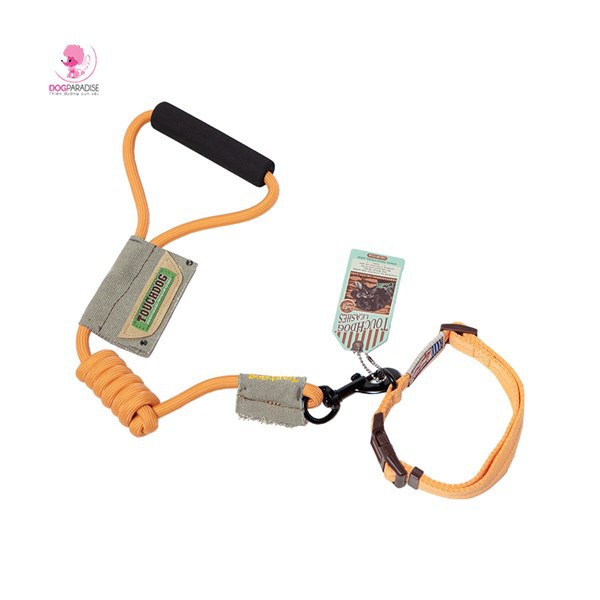 Bộ dây dẫn vòng cổ chó mèo siêu chắc TOUCHDOG - Màu Cam - Dog Paradise
