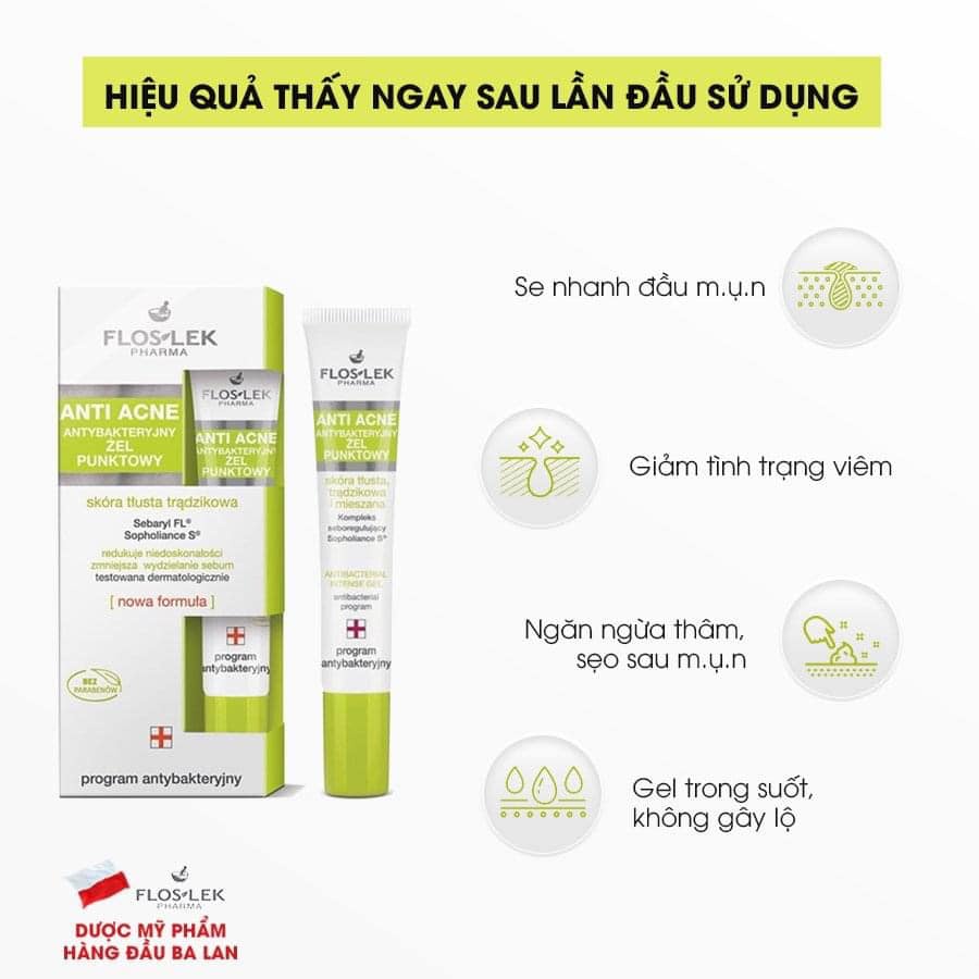 Gel Giảm Mụn Floslek Anti Acne Spot Gel For Imperfections 20ml