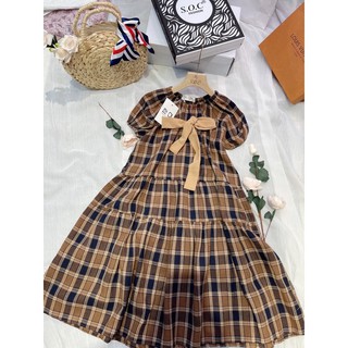 Đầm babydoll sọc caro