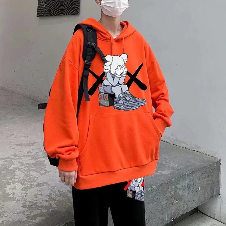 Áo khoác hoodie có mũ trùm dáng rộng thời trang cá tính M-5XL in hình Sesame Street
