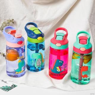 Bình nước 480ml hình khủng long dễ thương có ống hút cho bé