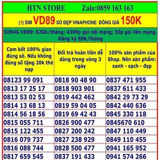 Sim 4g vinaphone VD149 số đẹp giá rẻ đồng giá 179k (1) tặng 120GB data, miễn phí gọi nội mạng, 200p ngoại mạng