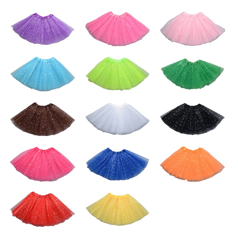 Chân Váy Lưới Tutu Co Giãn Đính Kim Sa Lấp Lánh Dành Cho Bé Gái Tập Múa Ballet