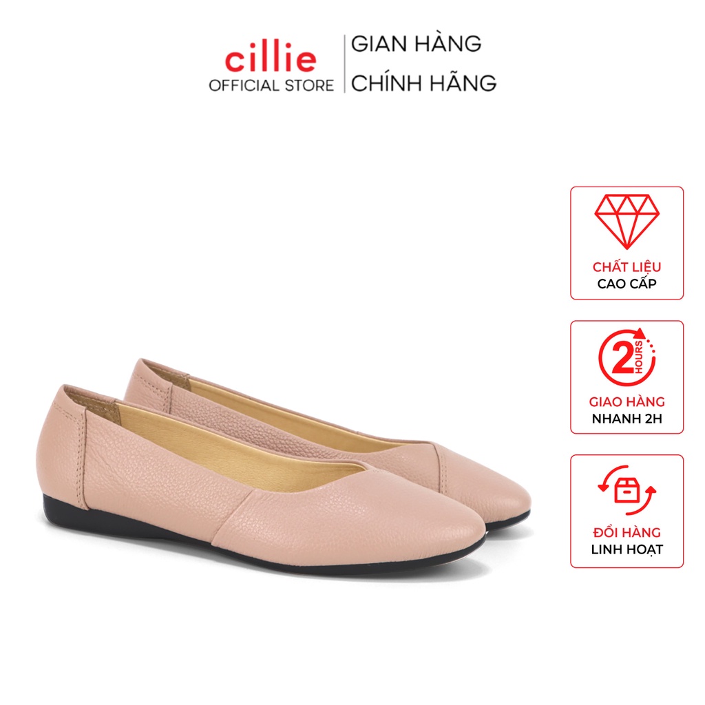 Giày búp bê nữ đế bằng da thật êm mềm ôm chân đi chơi đi làm Cillie 1122