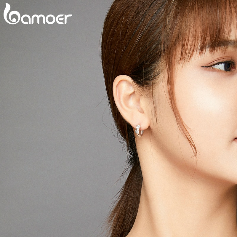 Khuyên Tai Nữ Bamoer Bijoux Brincos SCE938 Cao Cấp Trang Trí Hình Bàn Chân Thú Xinh Xấn Chất Liệu Bạc 925