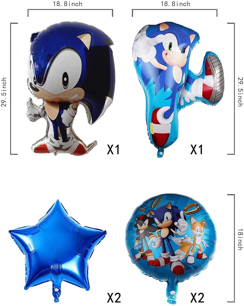 Bộ 6 bong bóng hình nhím Sonic cỡ lớn