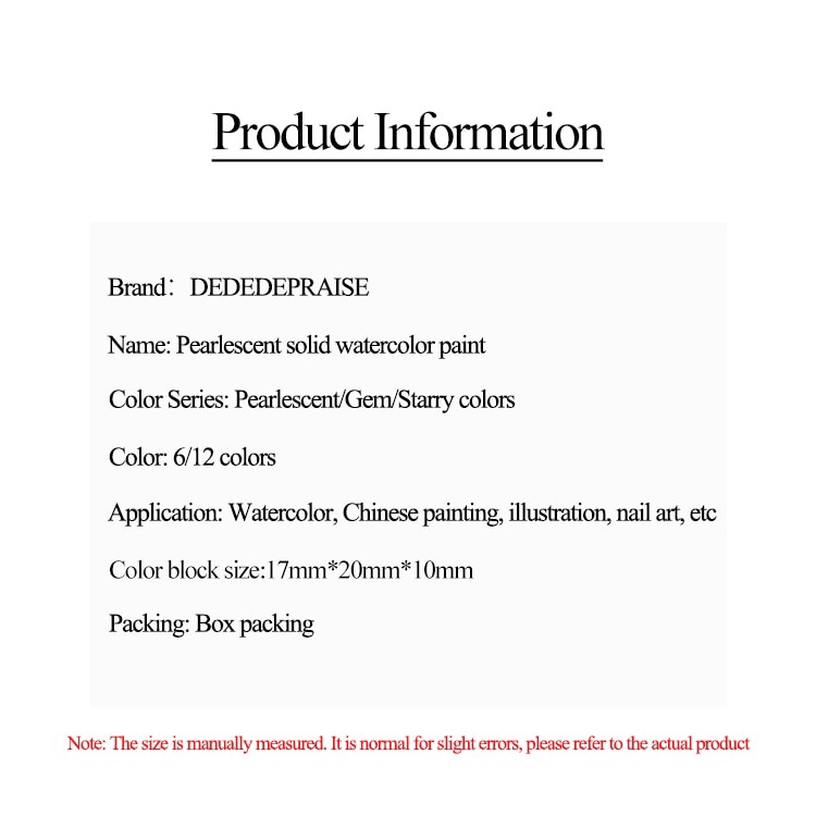 Hộp màu nước ANGEL MARK 6/ 12 màu sắc ánh kim lấp lánh dành cho nghệ thuật