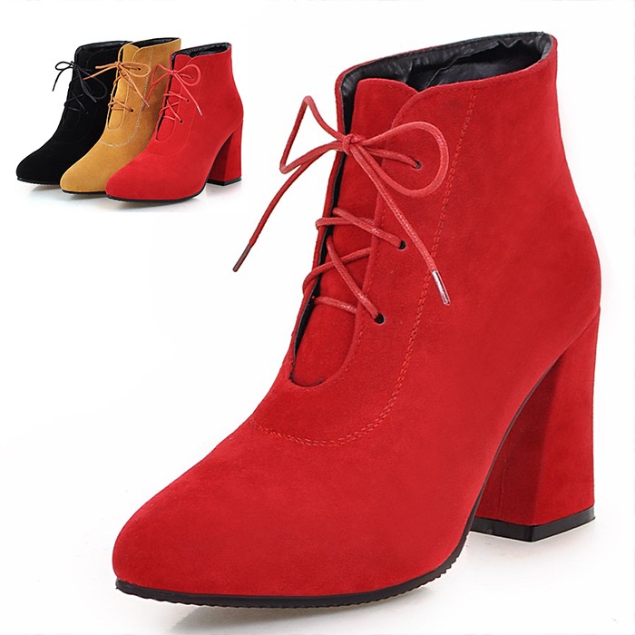 Giày Bốt Da Lộn Gót Cao Dày Thời Trang Thu Đông Âu Mỹ Size 40/41/42/43 Cỡ Lớn 33 Cho Nữ