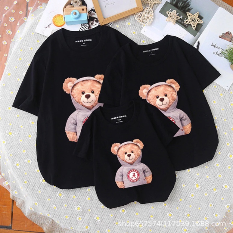Áo thun cotton gia đình Familylove – Set in hình gấu dễ thương