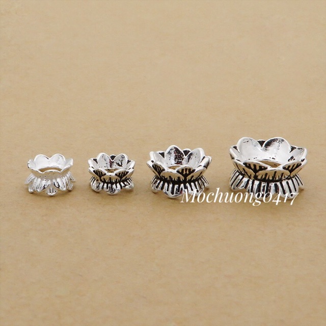 [S925] Charm bạc ốp đá hoa sen - MH328