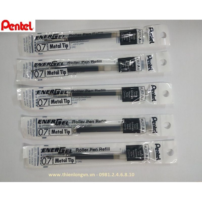 Combo 5 Ruột bút nước energel Pentel LR7 màu đen 0.7mm