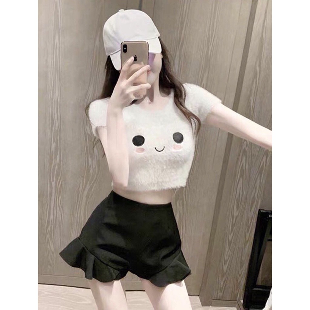 Áo croptop gấu bông siêu xinh , chất lông mềm mịn