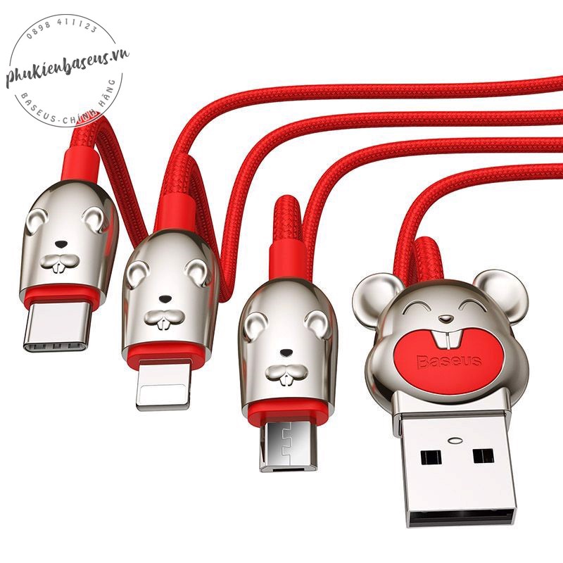 Cáp sạc Chuột 3 đầu siêu bền Baseus Three Mouse 3-in-1 Cable