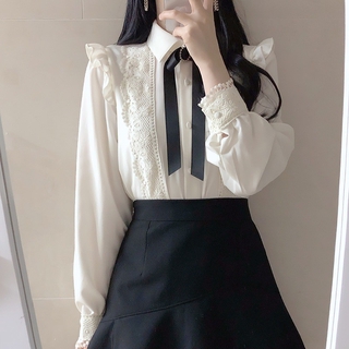 ÁO SƠ MI PHỐI REN KÈM NƠ