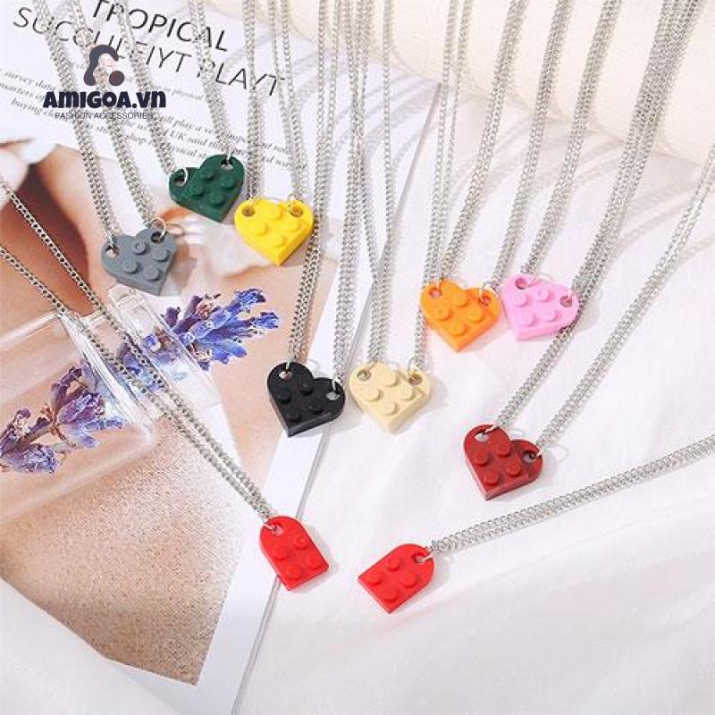 Vòng cổ Mặt Hình Trái Tim Có Thể Tháo Rời Phong Cách Hip Hop Thời Trang Cho Cặp Đôi