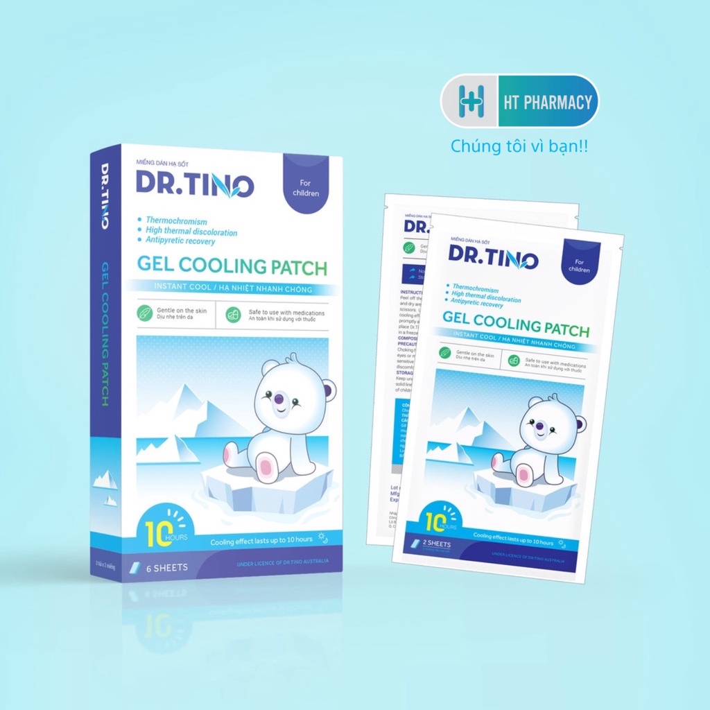 Miếng Dán Hạ Sốt Dr.Tino Cho Bé An Toàn Hiệu Quả Kéo Dài Đến 10 Giờ Hộp 6 Miếng