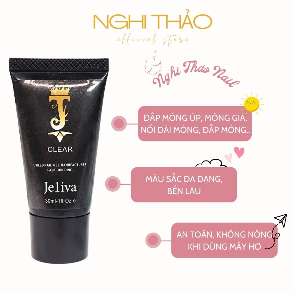 Gel gôm đắp móng úp Jeliva NGHI THẢO 30ml