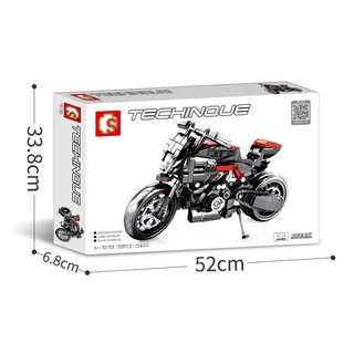 (HÀNG CÓ SẴN) Mẫu lắp ráp xe mô tô màu đỏ đen 701703