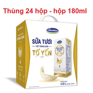 1 Thùng ( 24 hộp - 6 lốc ) Sữa tươi tổ Yến vinamilk 180ml
