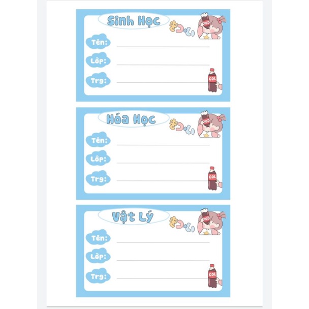 Set 21 nhãn vở môn học