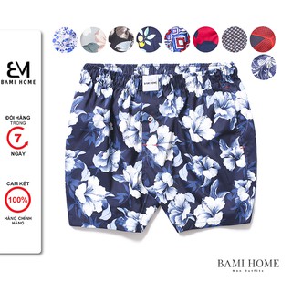 Quần short mặc ngủ, mặc nhà nam nữ BAMI HOME đùi cotton cao cấp có túi tiện lợi đa dạng họa tiết QNCT1- 030