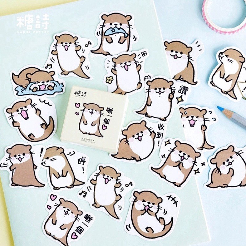 Set 10 sticker tự làm hình rái cá dễ thương để trang trí