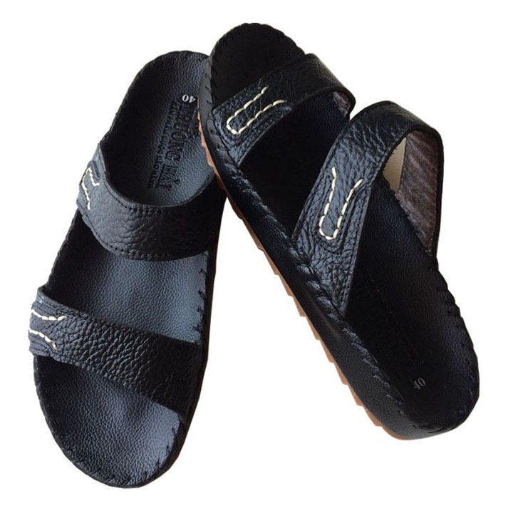 Dép quai ngang nam da bò cao cấp TH QN312