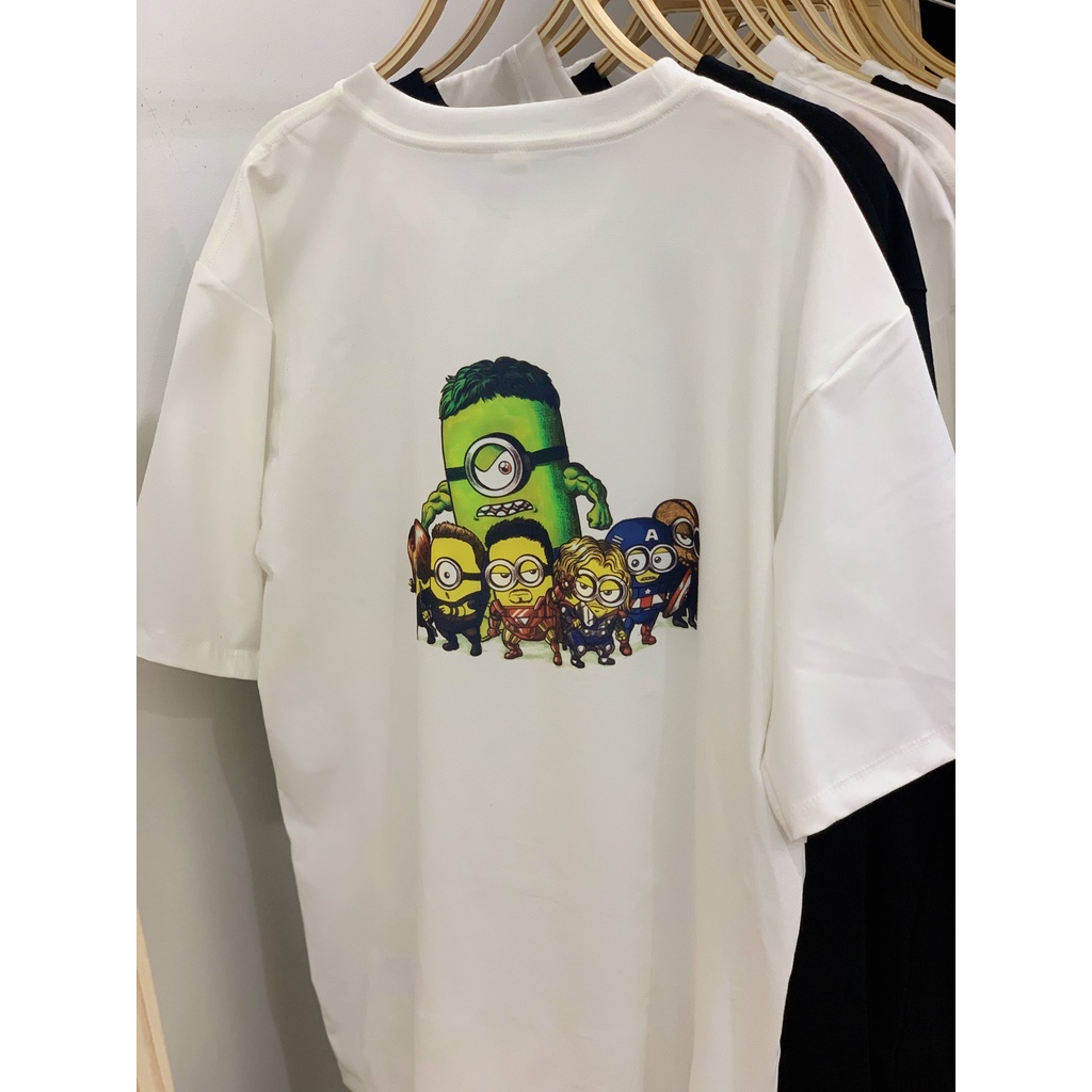 Áo thun Unisex form rộng hình Minions Avengers, áo phông Unisex tay lỡ Minions Avengers nam nữ vải Cotton Freesize JT41