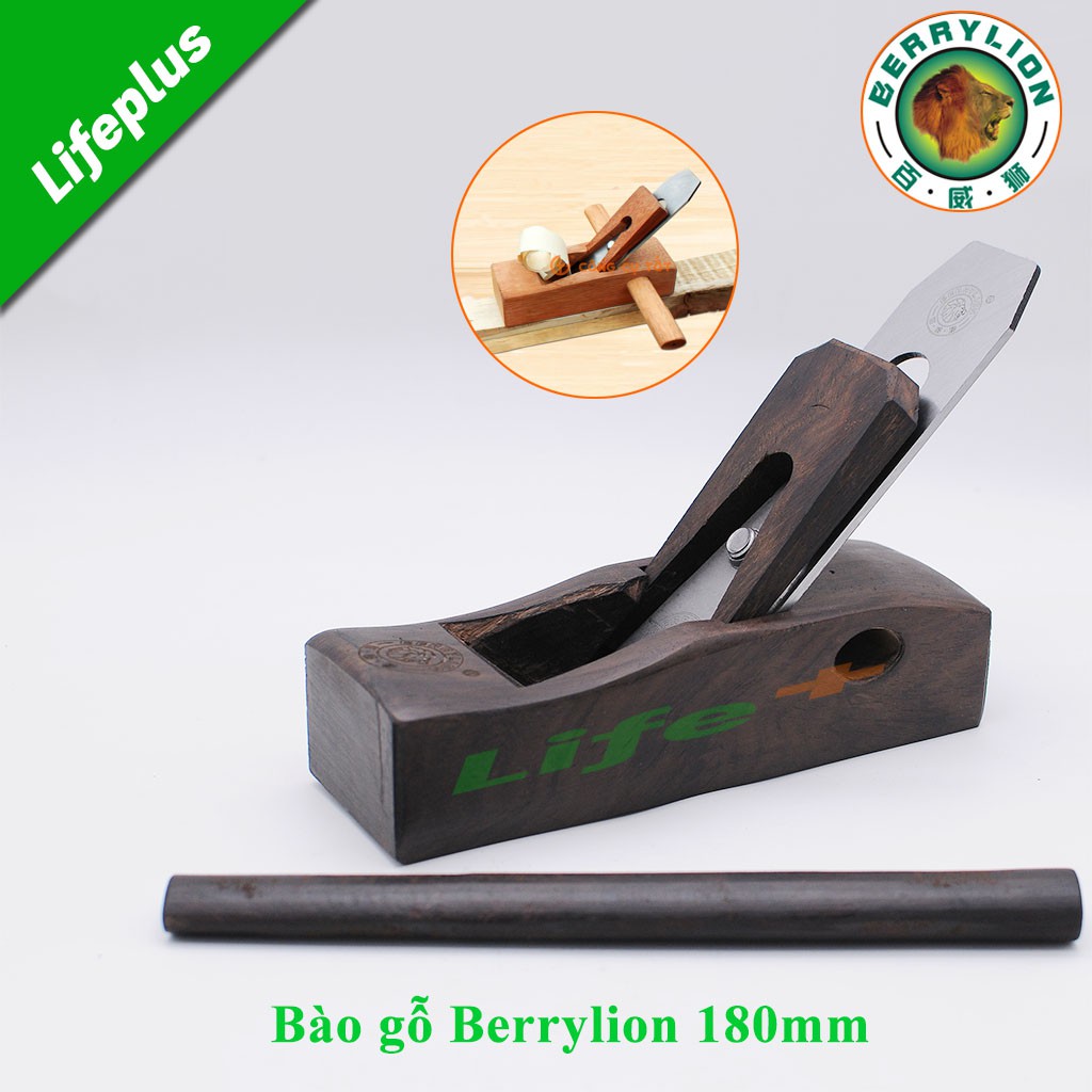 Bào gỗ Berrylion 180mm lưỡi bào bằng thép gió sắc bén