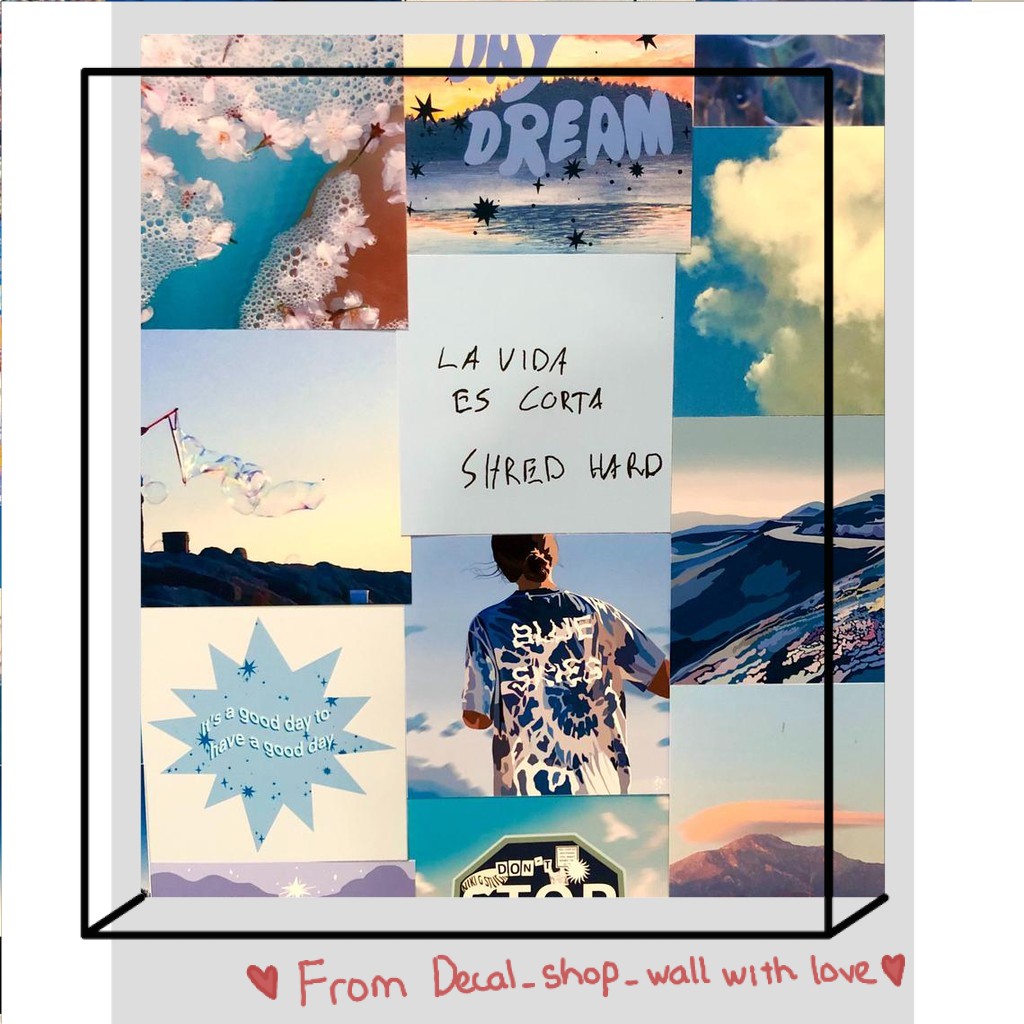 [FREESHIP EXTRA] 12 tấm Wall Collage - theme Xanh thẫm
