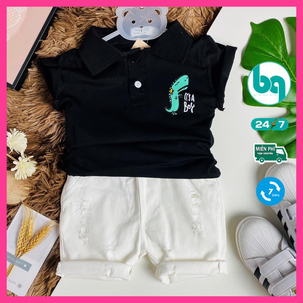 SET ÁO KHỦNG LONG QUẦN KAKI SÀNH ĐIỆU CHO BÉ 9-23kg