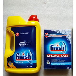 Combo cho máy rửa bát: bột finish 2,5kg + muối finish 1,2kg