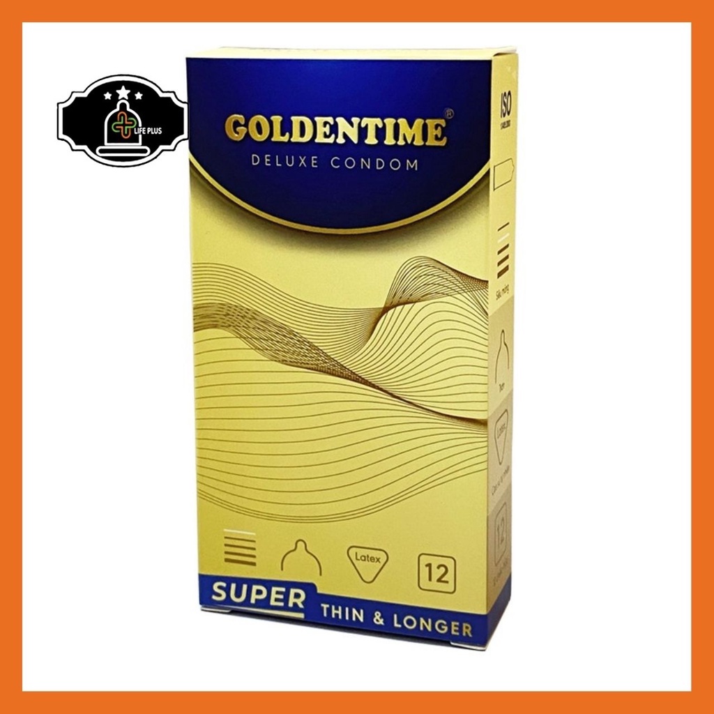 Bao cao su Goldentime  Super Long &amp; Strong  siêu mỏng và chứa hợp chất Benzocain giúp kéo dài cuộc yêu.- Life Plus