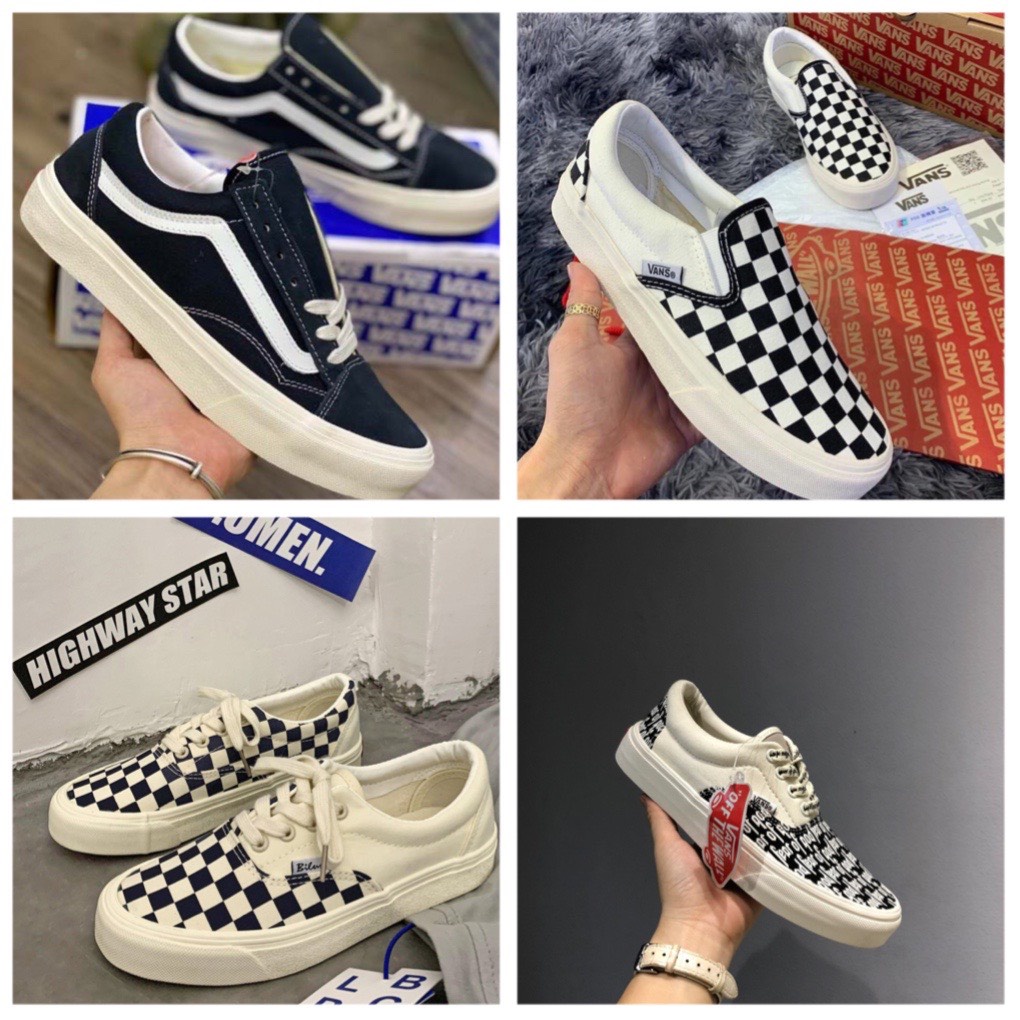 [HOT] Giày Vans các màu Hot trend Vans lười caro và Van đen vault, caro buộc dây,chữ thể thao sneaker nam nữ