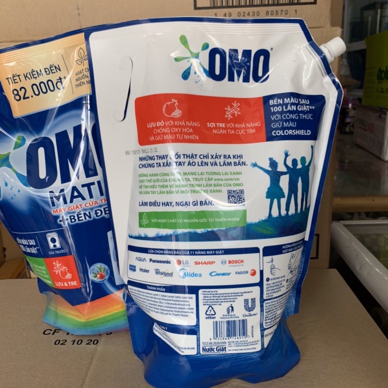 COMBO 2 túi nước giặt OMO Cửa trước Bền Đẹp 3,6kgX2